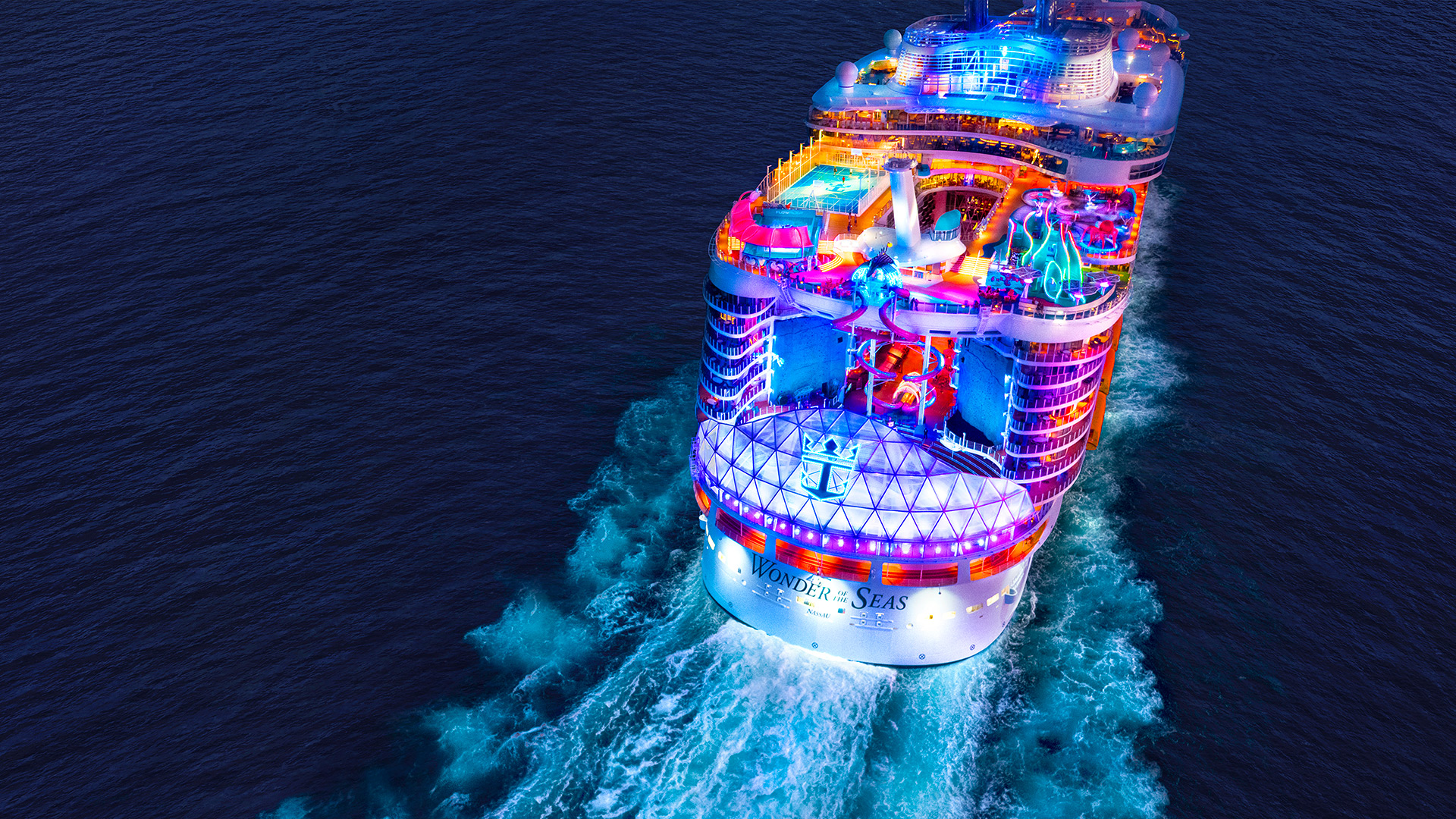 wonder of the seas back ship aerial view hp jumbotron 1920 1080