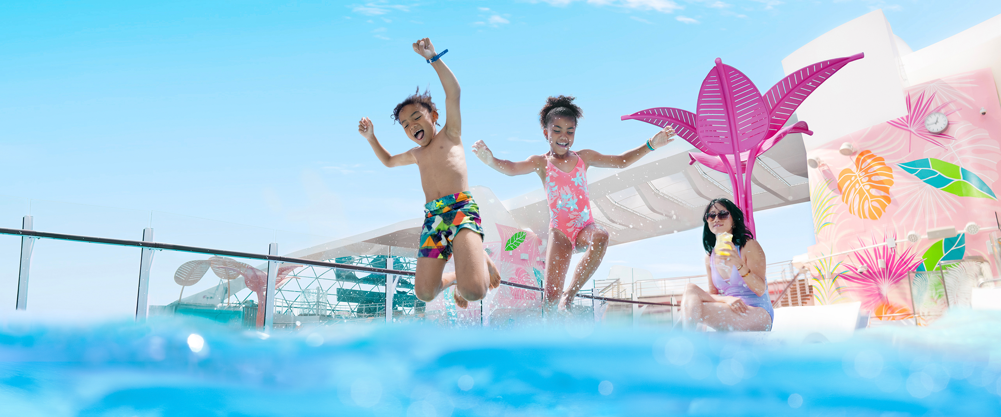 Kids Jumping Into The Pool