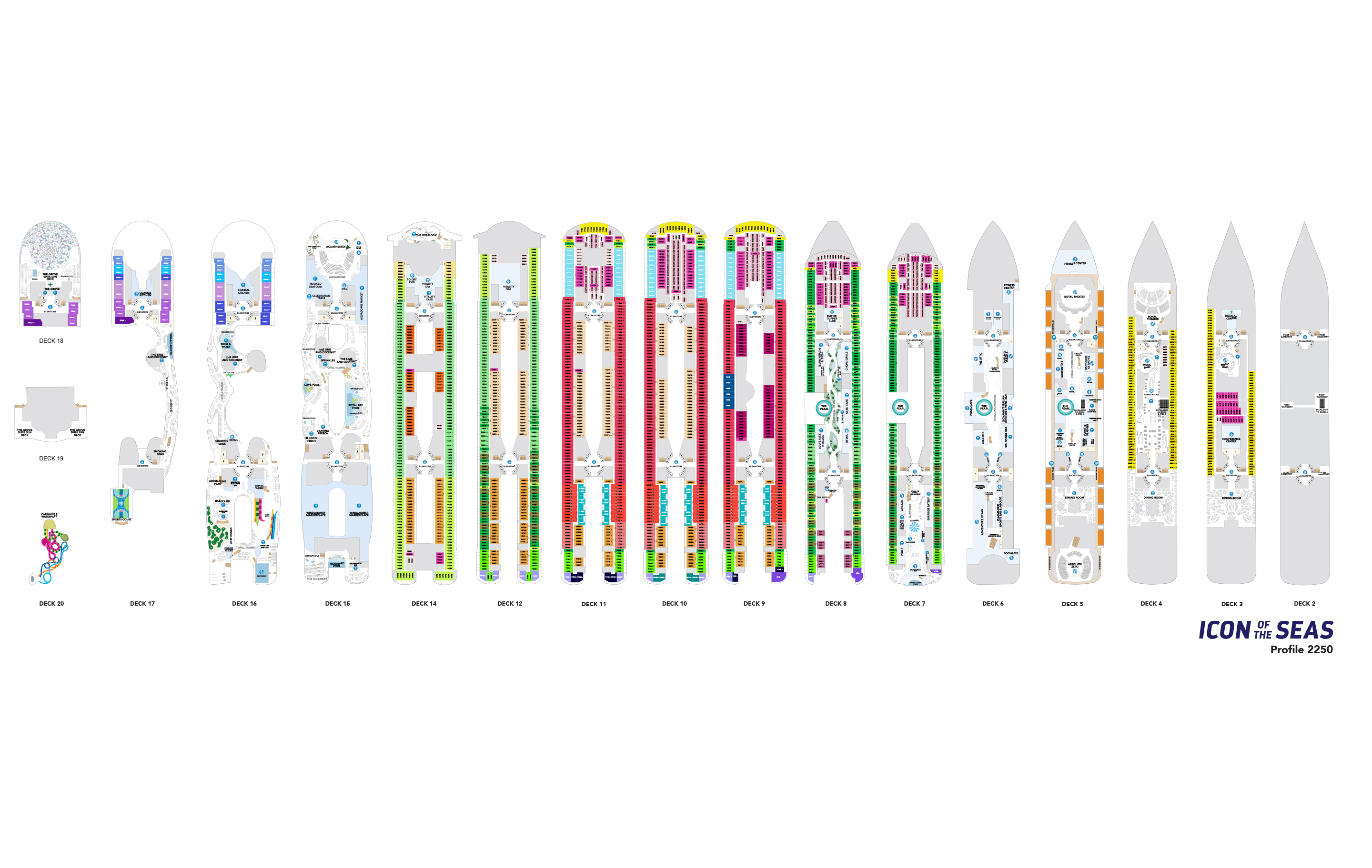 Plans des ponts de l'Icon of the Seas, Royal Caribbean Cruises