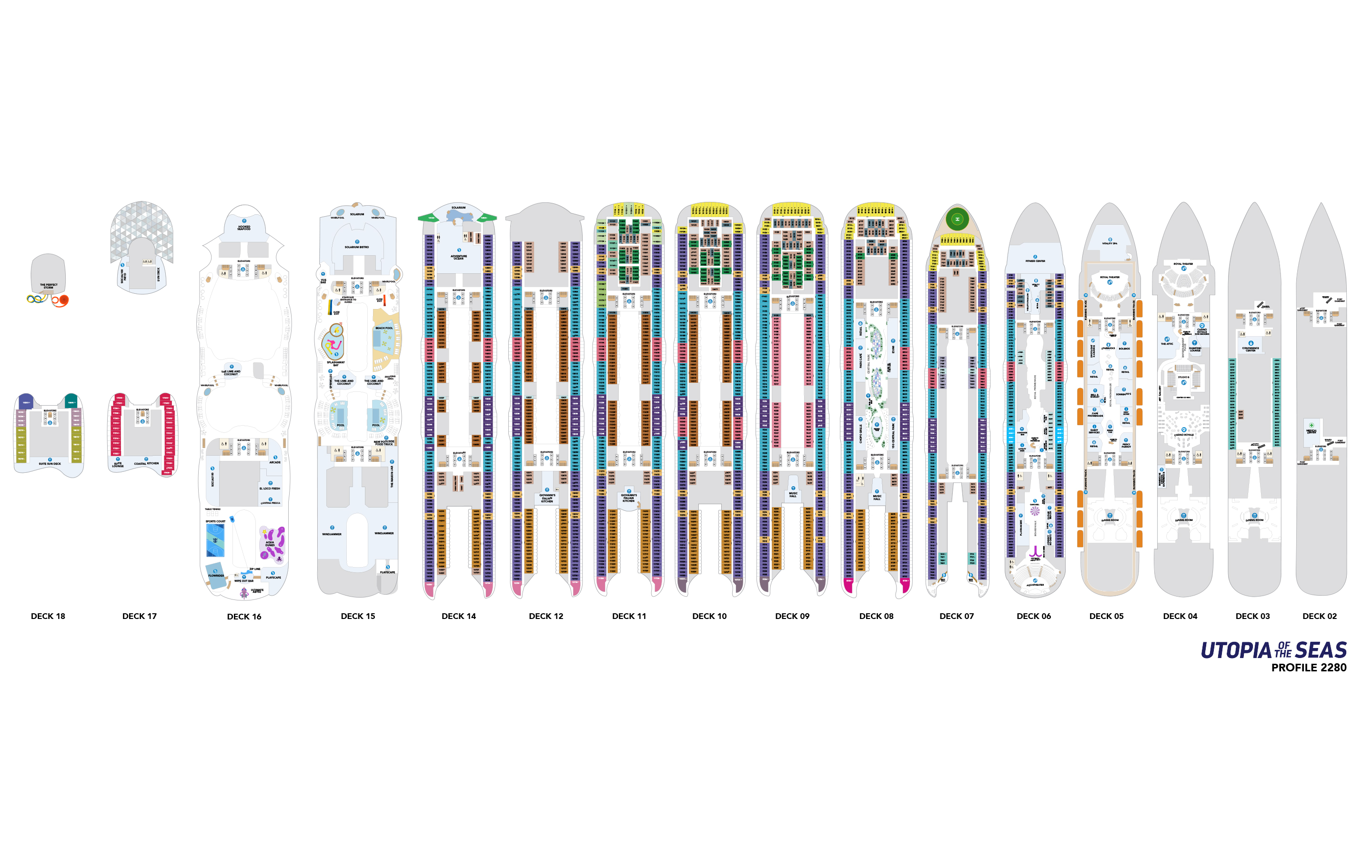 Plans des ponts de l'Utopia of the Seas, Royal Caribbean Cruises