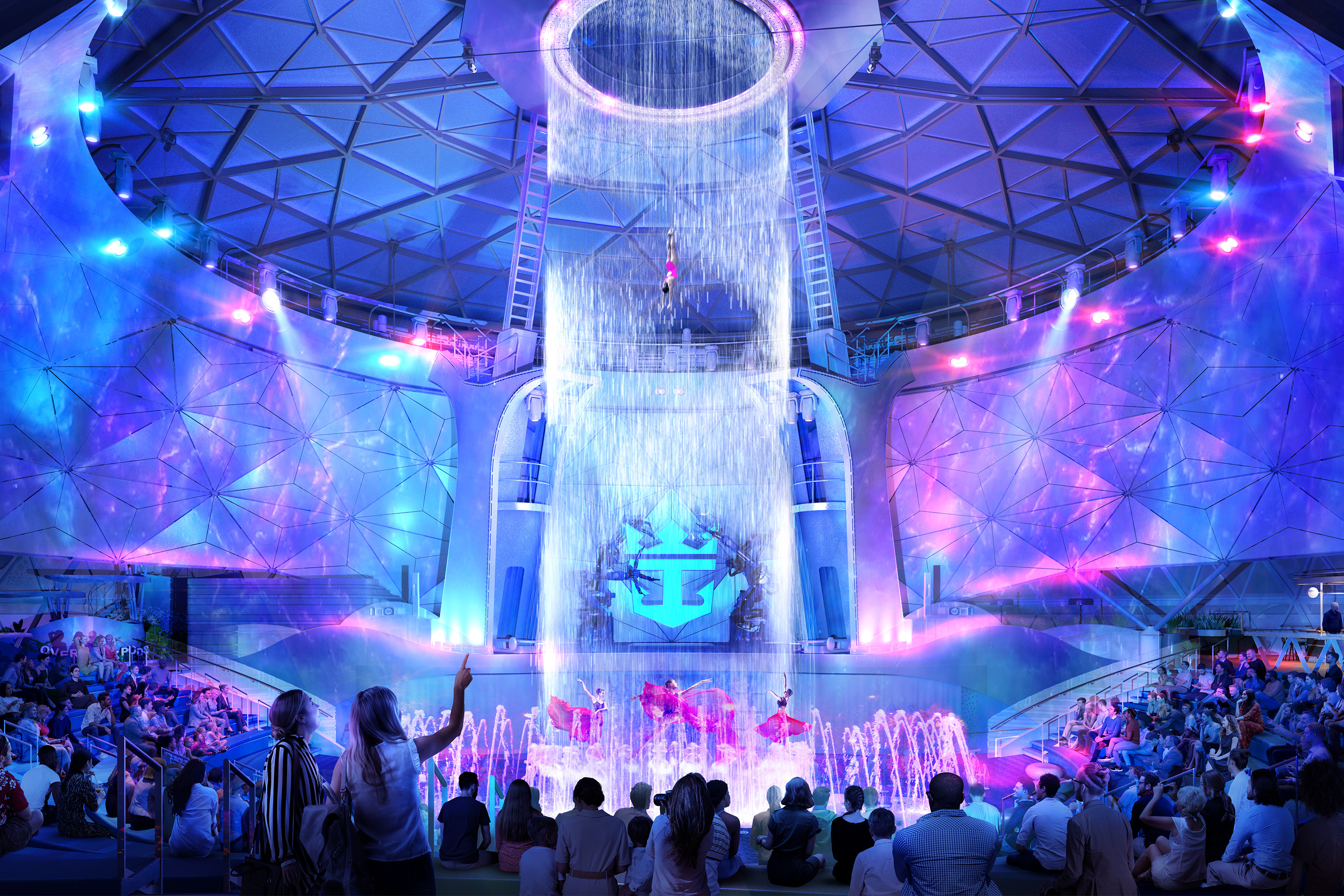 Akrobatik im AquaDome auf der Icon of the Seas