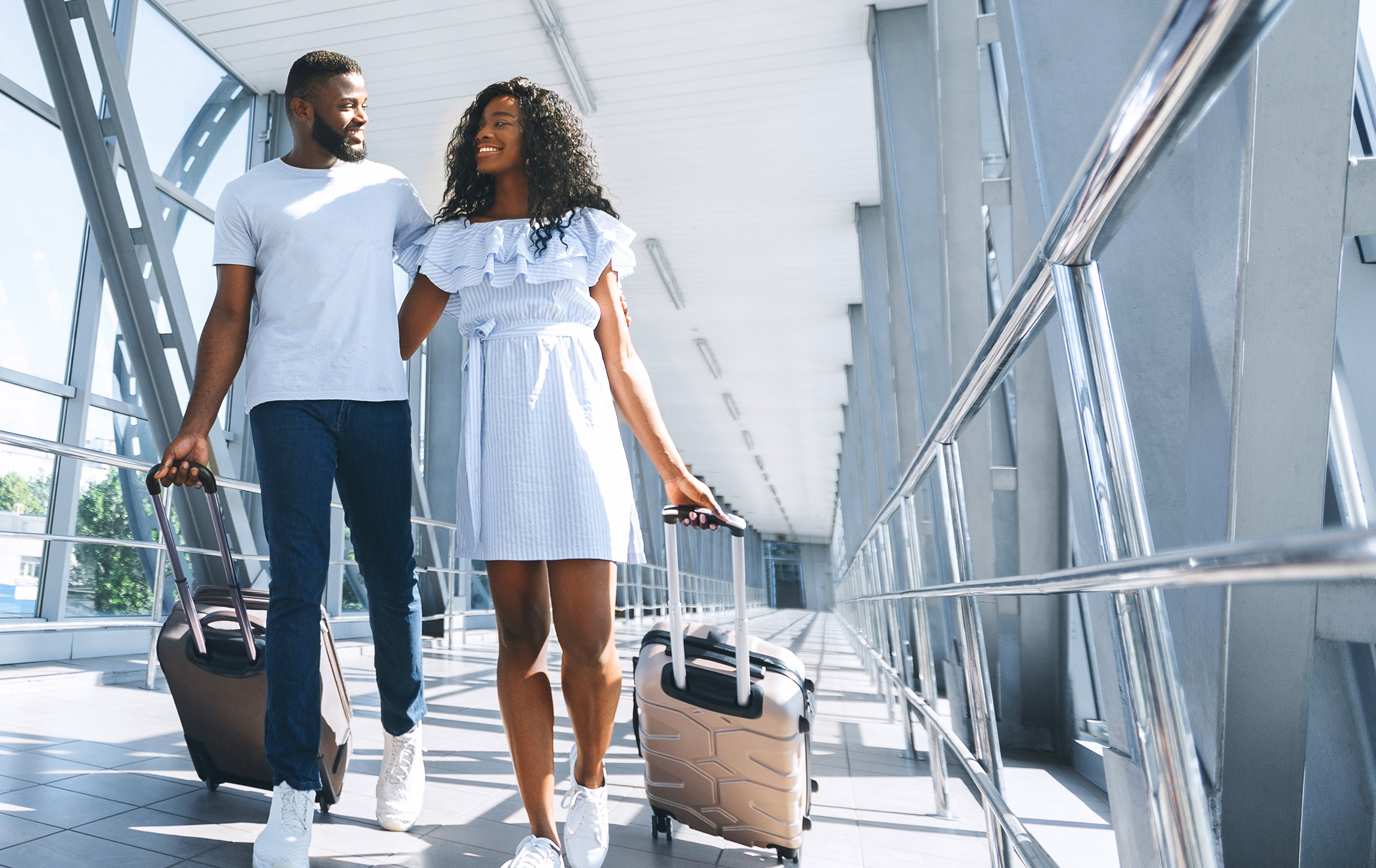 Couple walking for Airplane